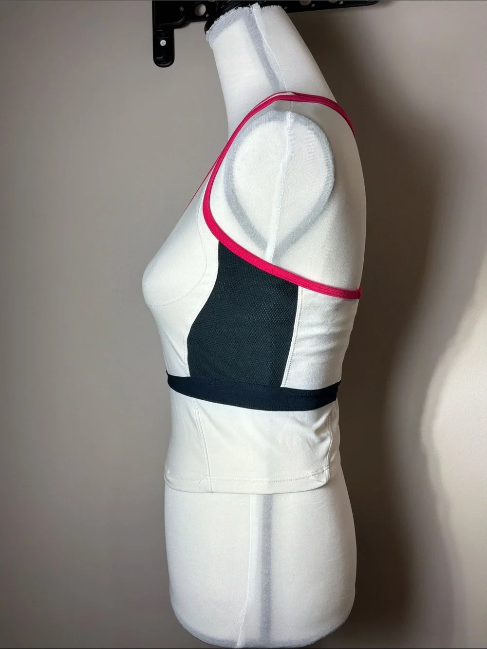 Nike Fitted T-back Tank Top White/Black/Hot Pink Sz M
